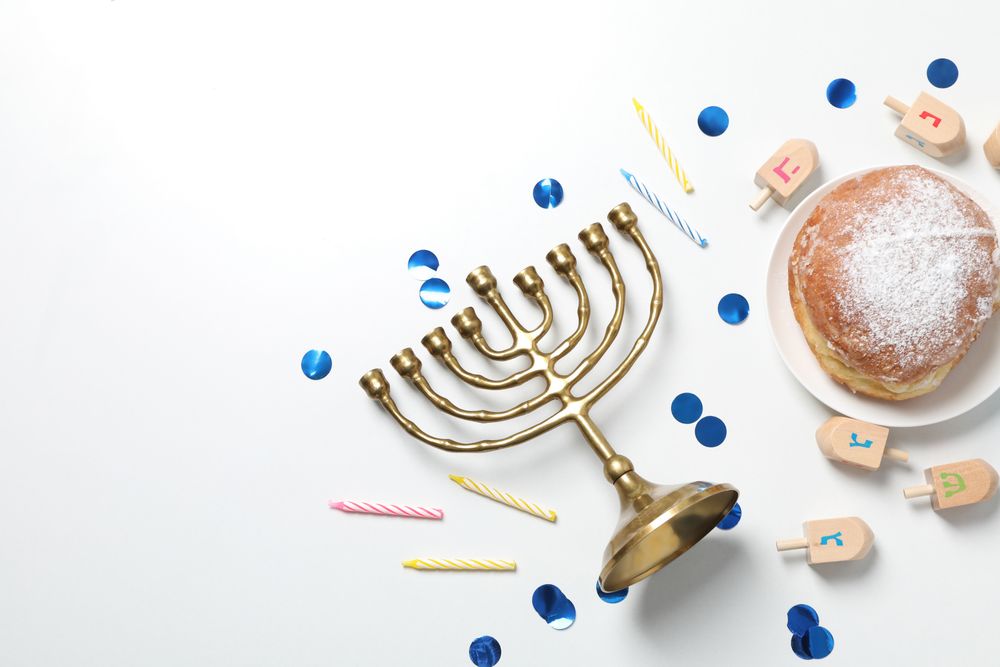 Concept of Jewish holiday, Hanukkah, space for text