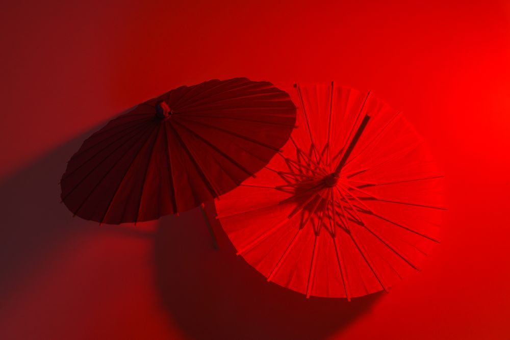 Traditional japanese umbrellas, traditional japanese accessories concept