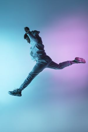 Anonymous dancer jumping high