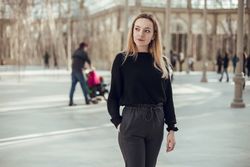 elegant woman walking in Crystal Palace