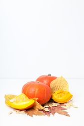 Concept of Autumn vibe food, Pumpkin, Pumpkin seeds, space for text