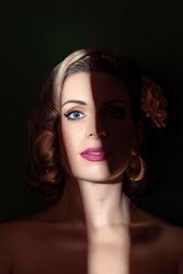 Blonde woman art shadow light portrait