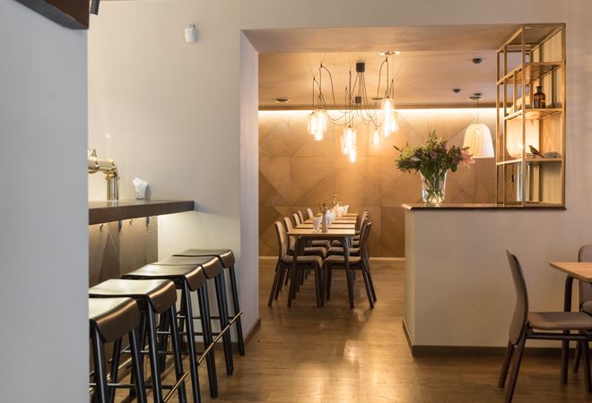 Interior of cozy restaurant