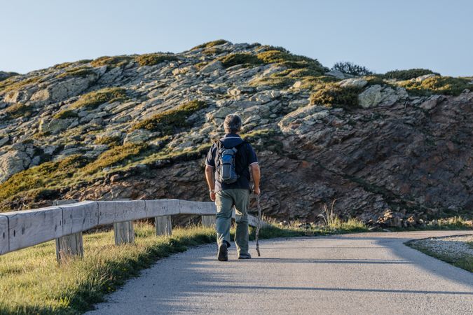 Man walking on the mountain