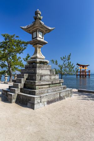 Itsukushima floating Torii gate in Japan during daytime