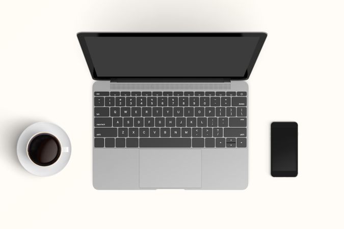 Modern workspace with  copy space on color background