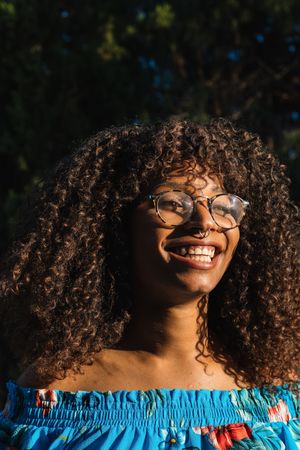 Happy trendy Black woman