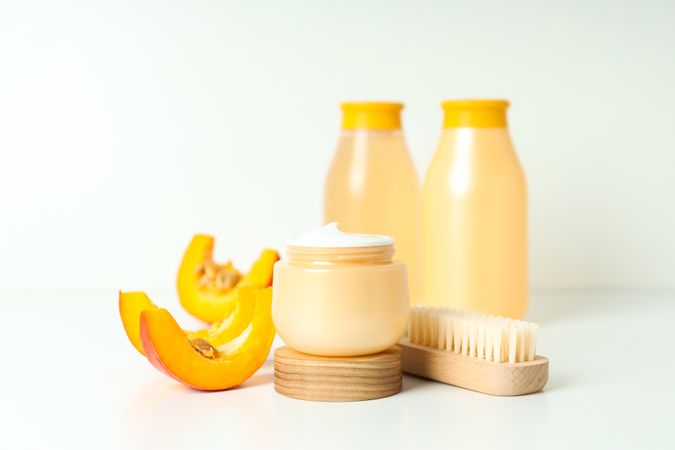 Concept of different cosmetic products, Pumpkin cosmetics