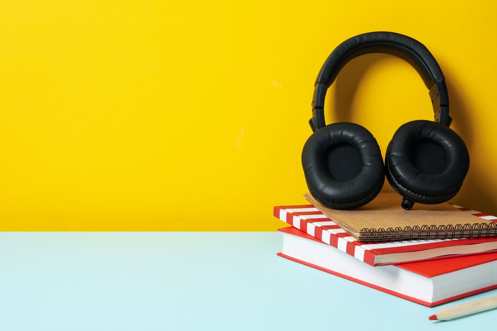 Concept of audio book, space for text