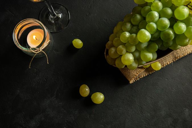 Glasses with wine and grapes