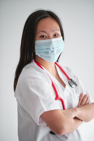 Portrait of female doctor in protective mask