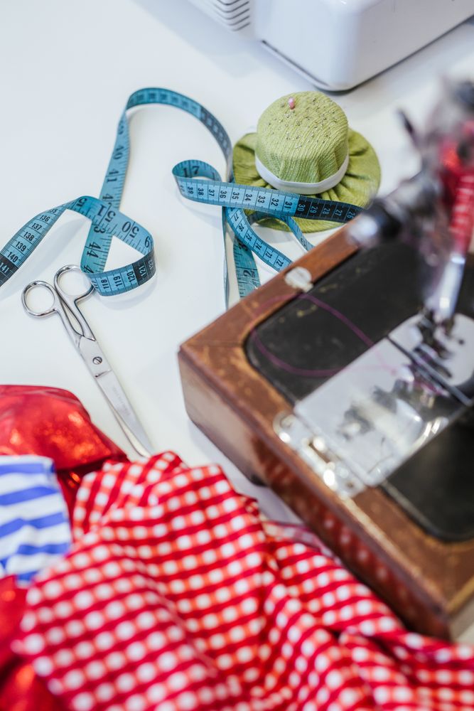 Woman in a sewing school