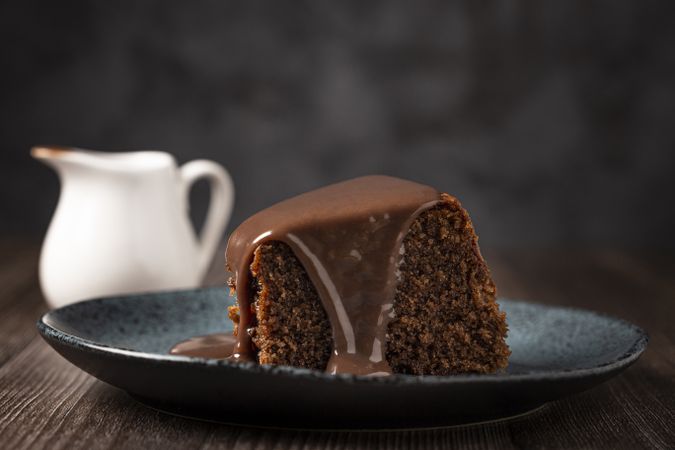 Delicious slice of chocolate cake.