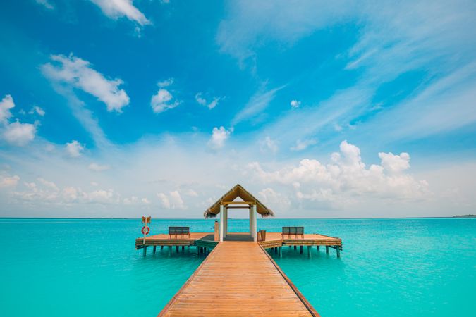 Dock in beautiful blue water in the Indian Ocean