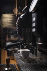Barista making coffee using a coffee maker