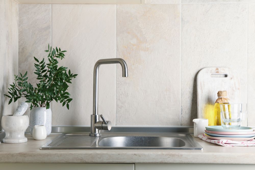 Kitchen interior with sink and different supplies