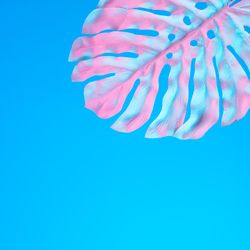 Tropical leaf in vibrant bold gradient holographic neon  colors
