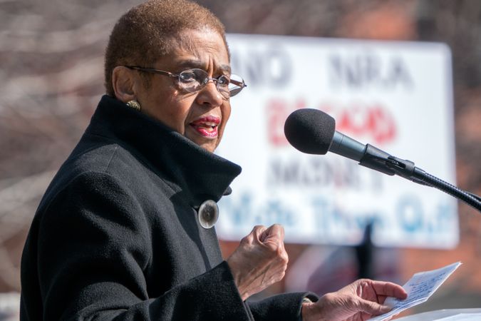 Washington DC, USA - March 24, 2018: Congresswoman Eleanor Holmes Norton speaking outside