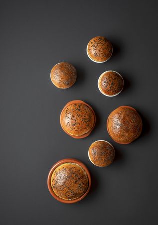 Bread buns in ceramic pots