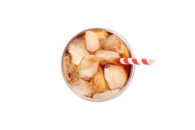 Glass of cold cola isolated on blank background