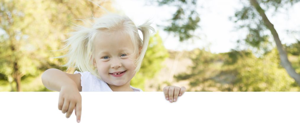 Cute Little Girl Holding White Board with Room For Text
