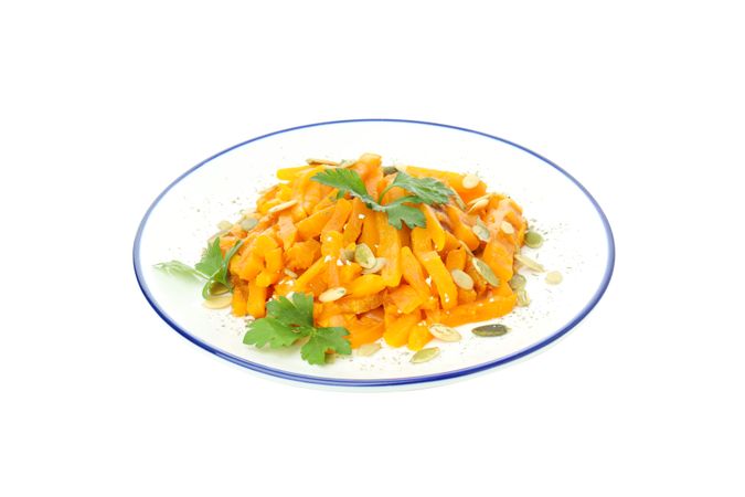Baked pumpkin isolated on blank background