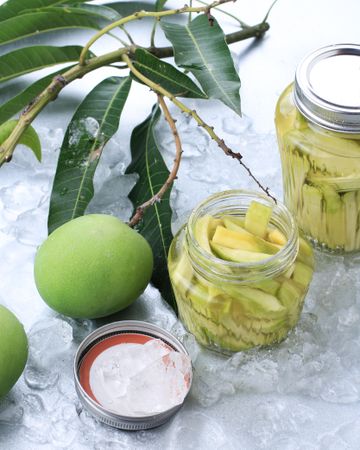 Homemade Manisan or Asinan Mangga is Candied Young Mango Pickles