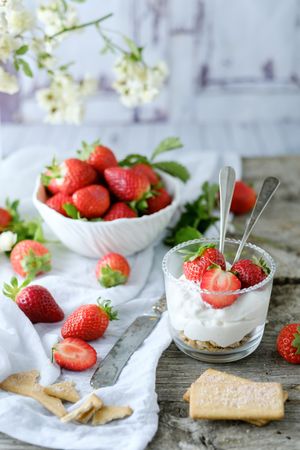 Dessert of ripe strawberries