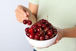 Concept of fresh summer food - delicious cherry