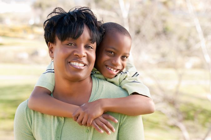 Happy Black Woman and Child