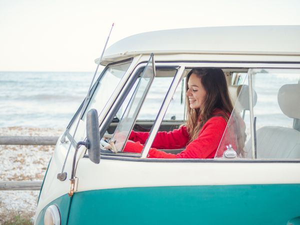 Woman driving a van