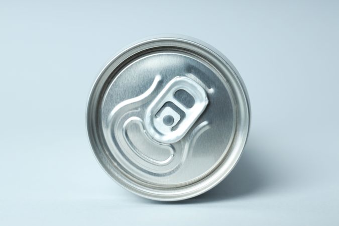 Concept of drink, blank can, close up