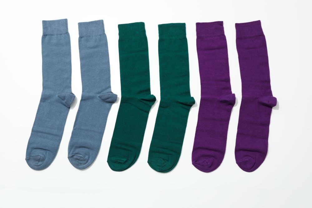 Concept of clothes for legs - socks, top view