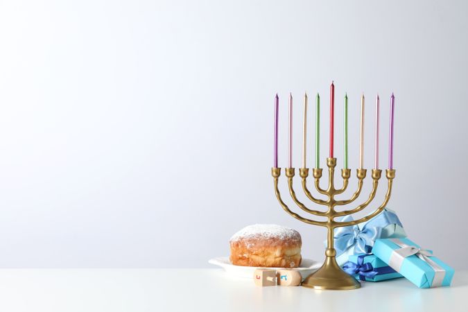 Concept of Jewish holiday, Hanukkah, space for text