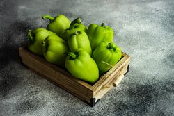 Basket of fresh green peppers