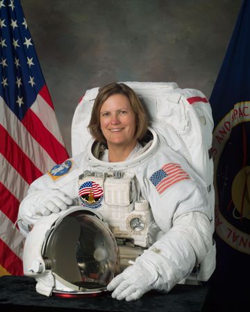 Portrait of astronaut Dr. Kathryn Sullivan, first woman to space walk