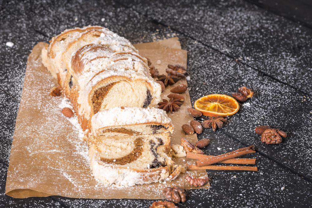 Delicious pound cake on backing paper