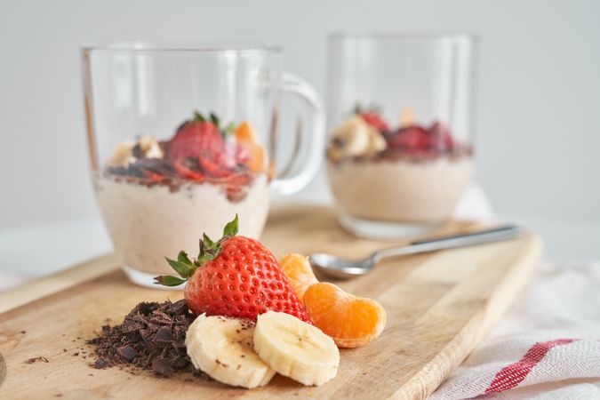 Delicious dessert with strawberry served on table