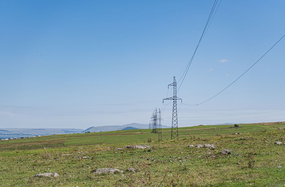 High voltage electricity tower landscape