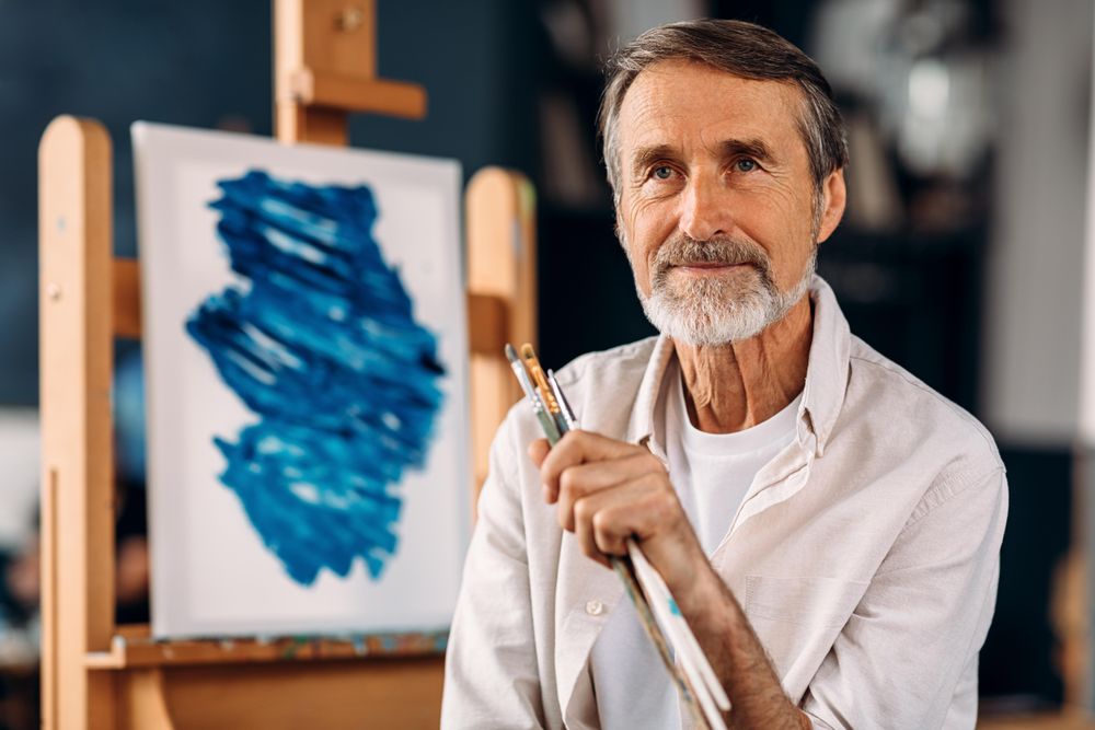 Male artist in his studio