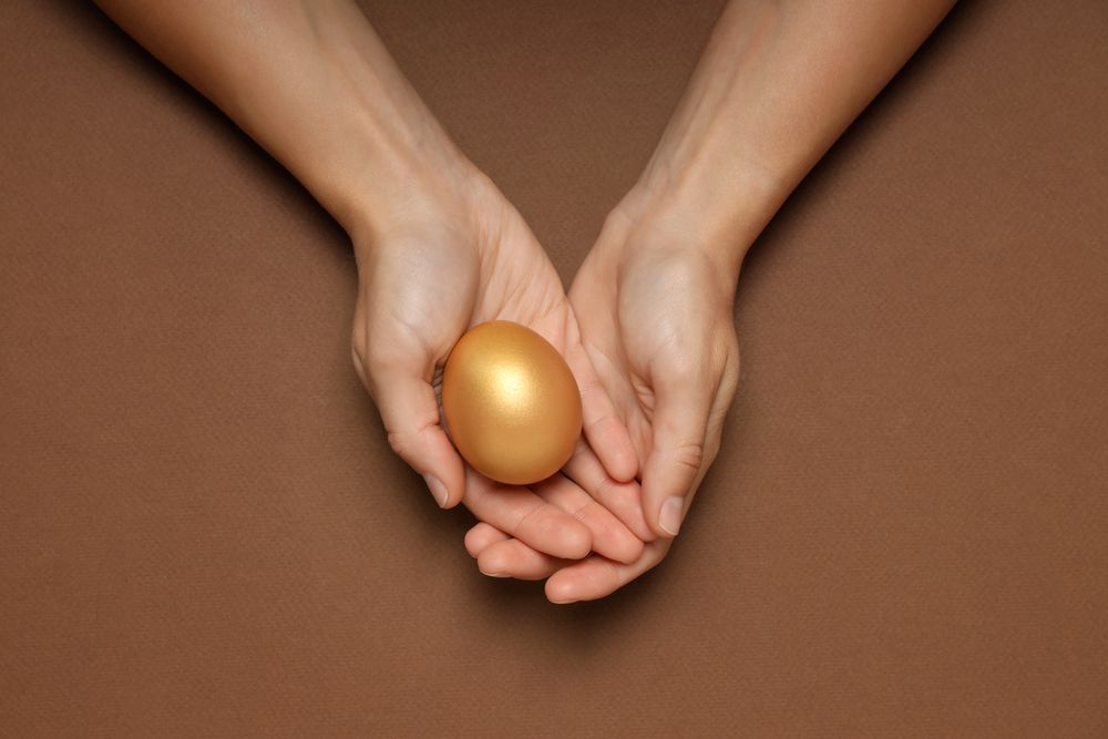 Concept of wealth and retirement - golden eggs