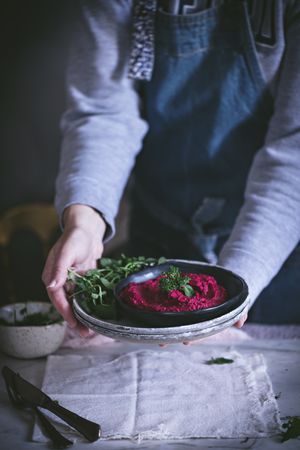 Hummus on plate