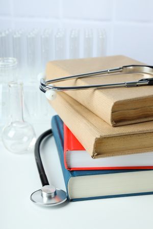 Medical literature concept - composition with different books