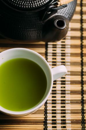 Preparing matcha tea