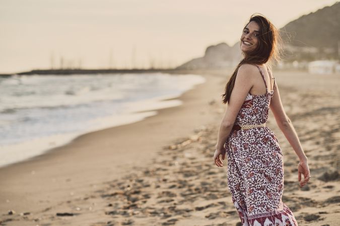 Woman with dress at the beach