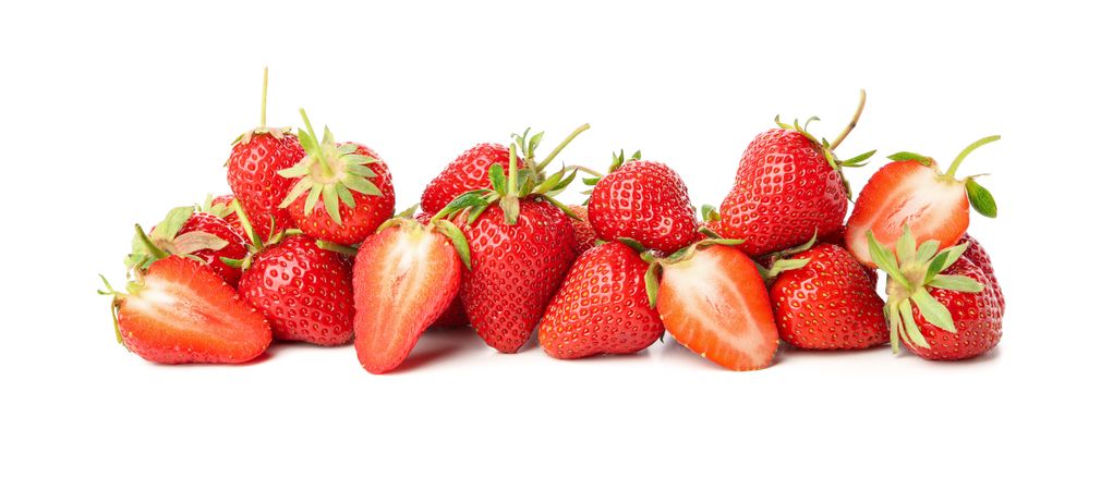 Tasty red strawberry isolated on blank background. Summer berry