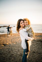 Mother with her daughter at beach