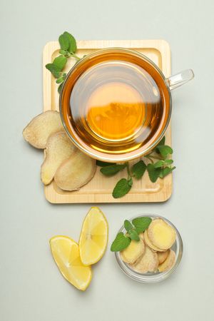 Cold treatment, healthcare concept - tea with ginger
