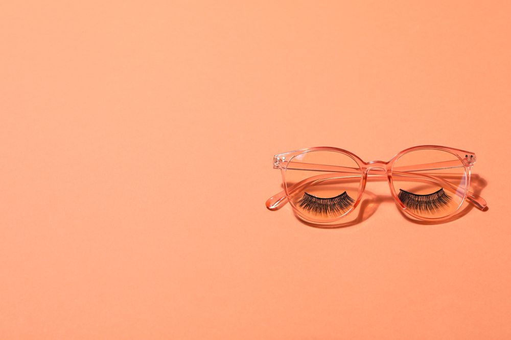 False eyelashes, concept of different makeup accessories