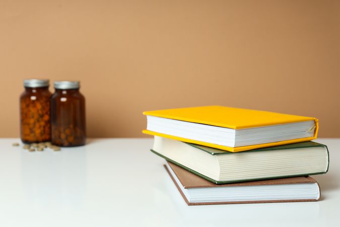 Medical literature - composition with books, space for text